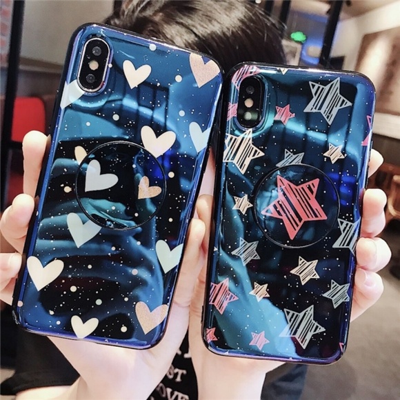 *NEW iPhone X/XS/7/8/Plus Heart/Star Case W/Holder - Picture 7 of 8